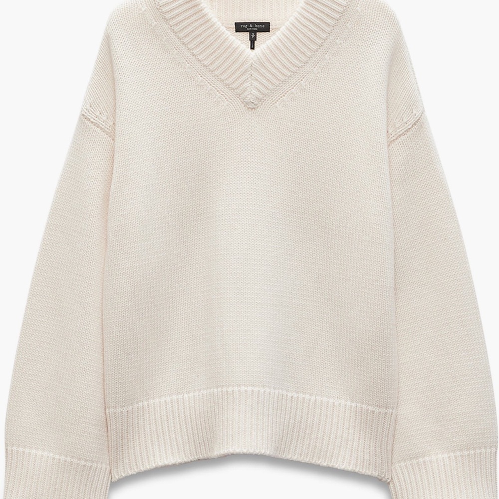rag & bone Danica Ivory wool cashmere V-Neck Women's Sweater